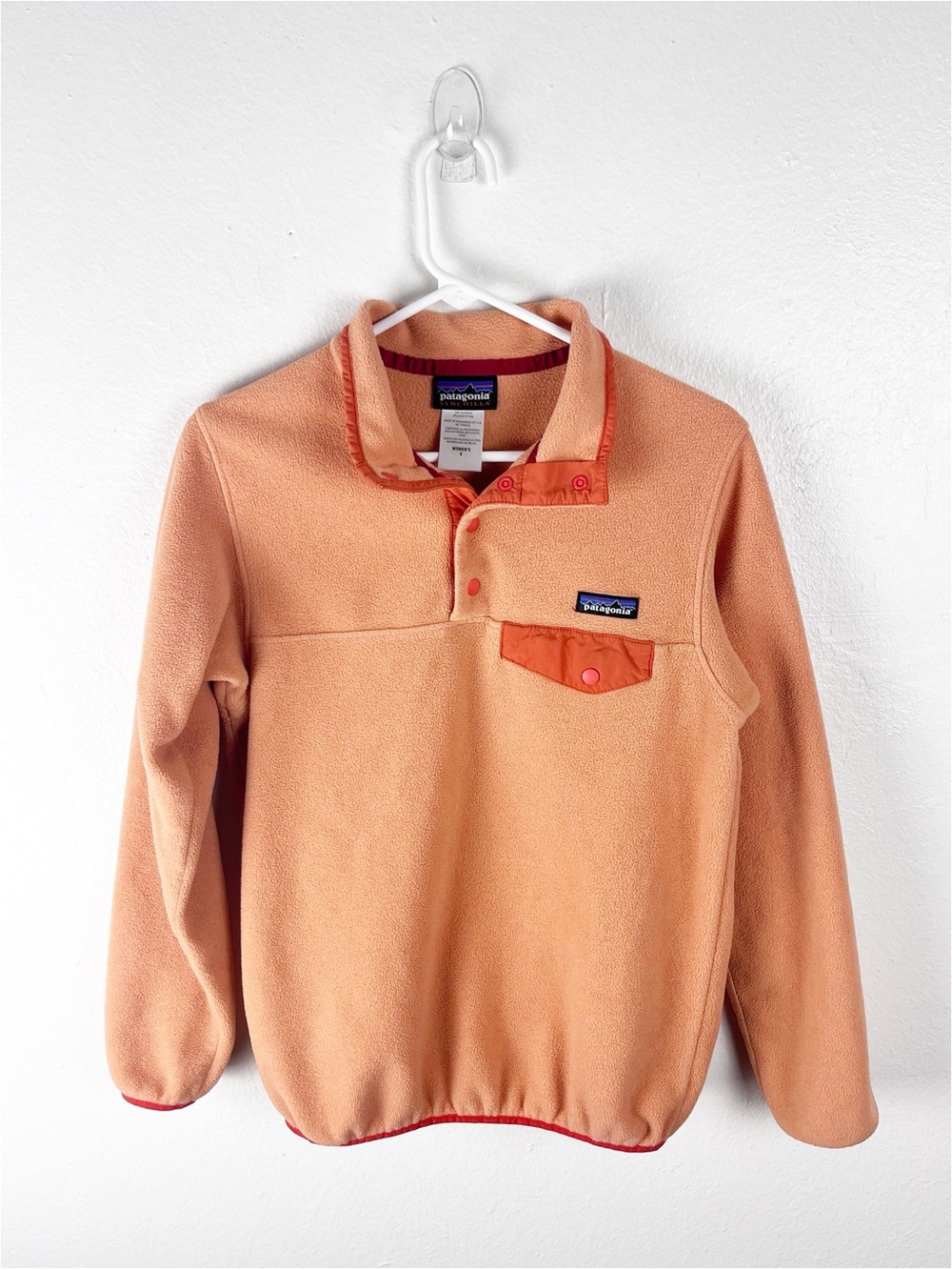PATAGONIA Synchilla Snap-T Orange Chest Pocket Fleece Pullover Size Small
